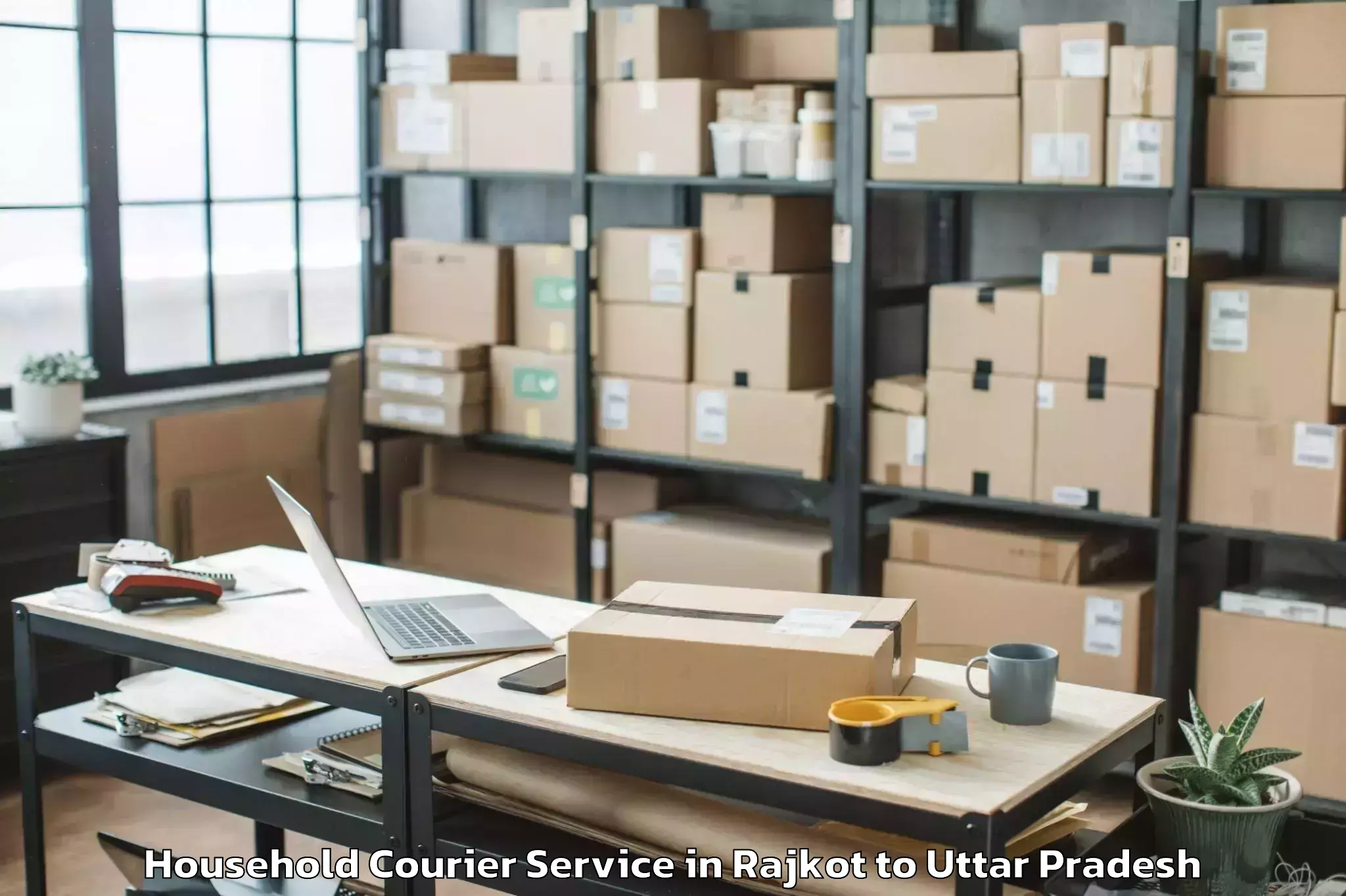 Reliable Rajkot to Patti Pratapgarh Household Courier